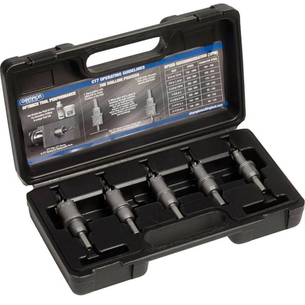 Champion 5 Piece Carbide Tipped Hole Cutter Set CT7P-SET-4