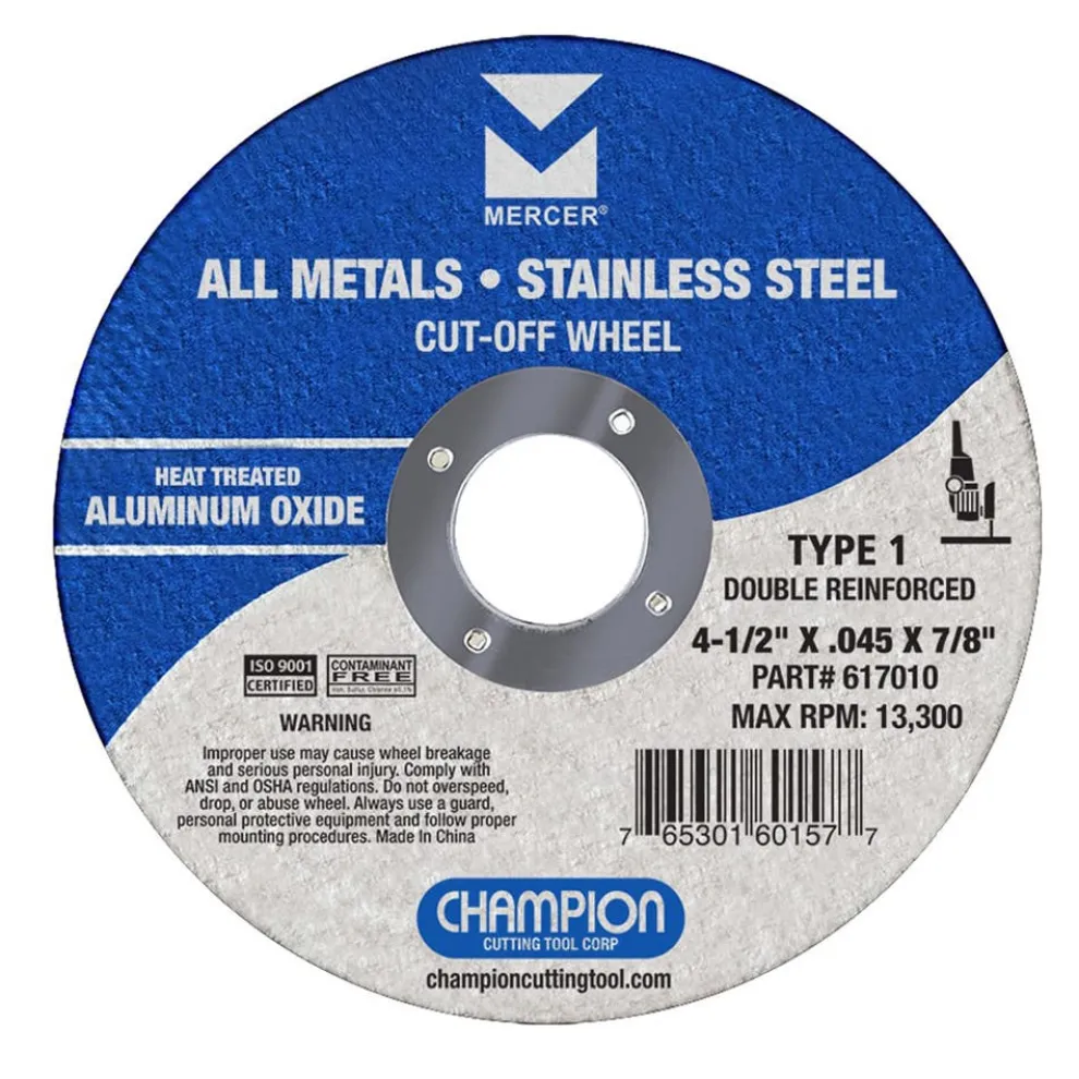 Champion Mercer 4-1/2" x .045" x 7/8" Cut-Off Wheels Type 1 Thin 617010