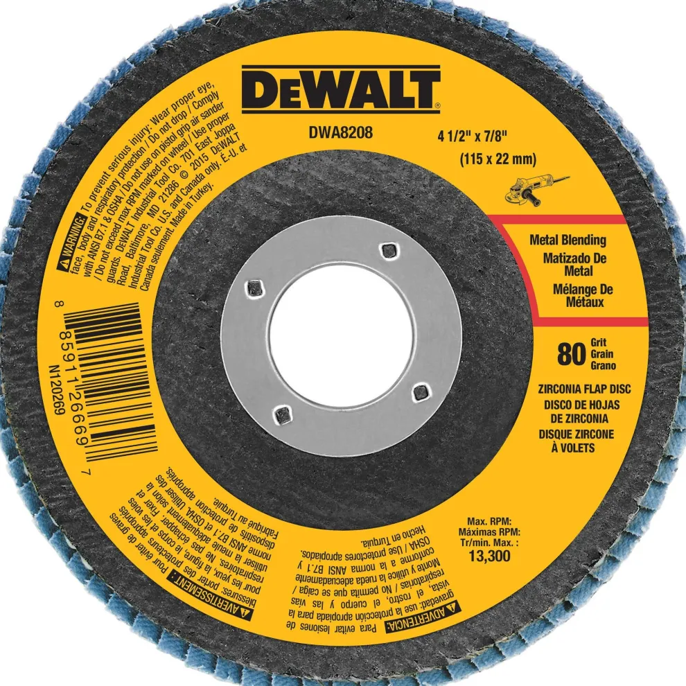 DeWalt 4-1/2" X 7/8" Flap Disc Zirconia T29 80 Grit DWA8208