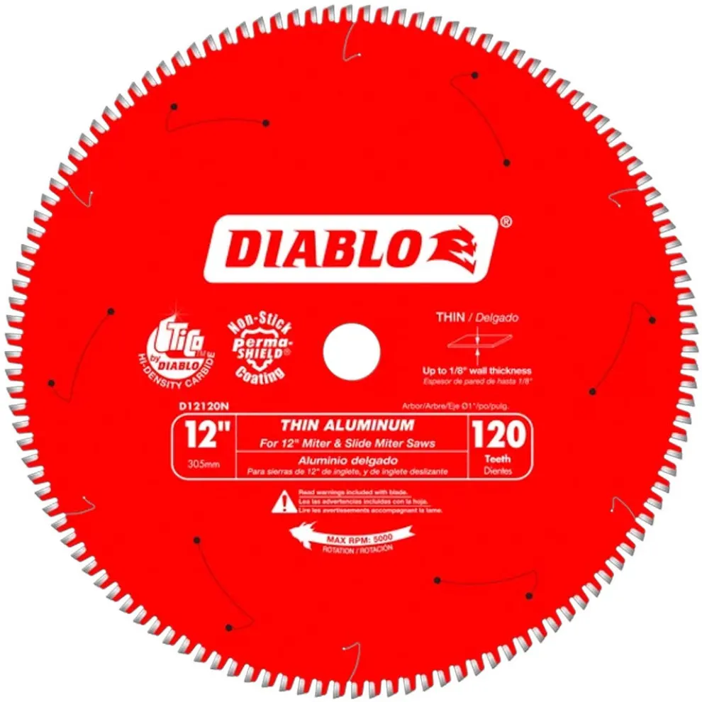 Freud Diablo 12" 120-Tooth Thin Aluminum Cutting Circular Saw Blade D12120N