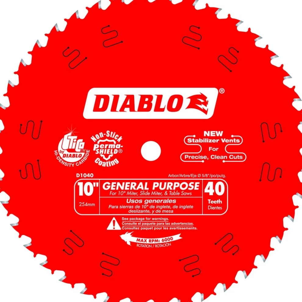 Freud Diablo 10" 40-Tooth Wood General Purpose Circular Saw Blade D1040X