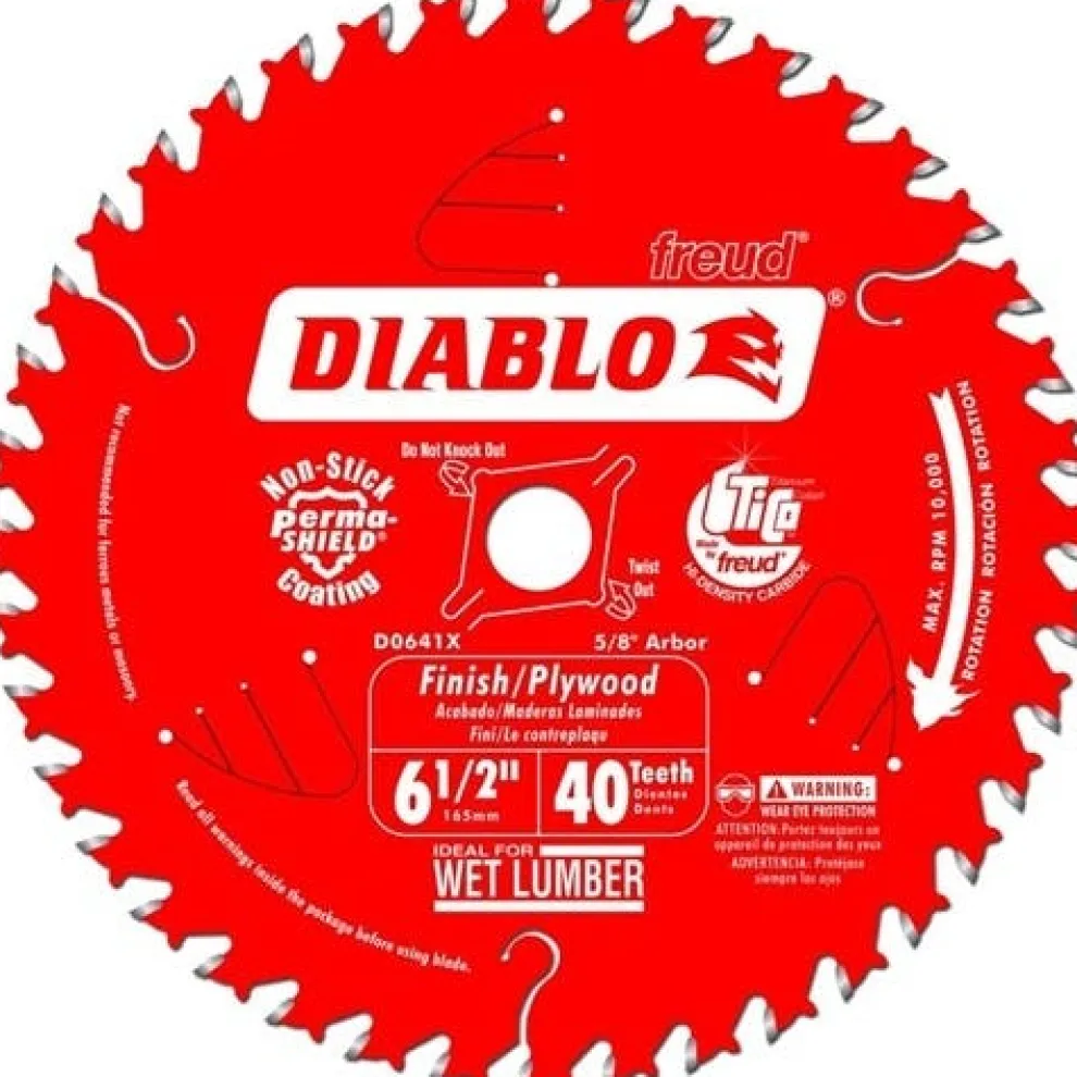 Freud Diablo 6-1/2" X 40 Tooth Finish/Plywood Trim Saw Blade D0641X