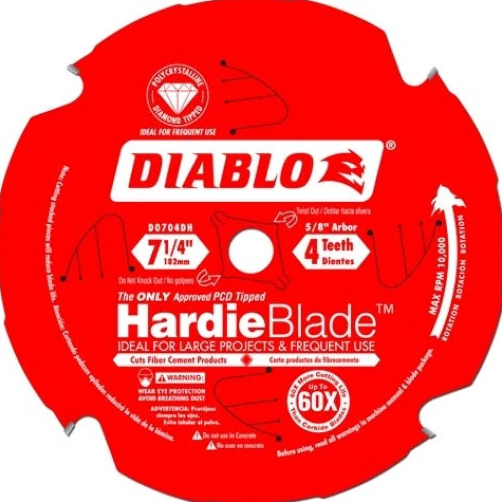Freud Diablo 7-1/4" x 4 Tooth (PCD) Fiber Cement HardieBlade D0704DH