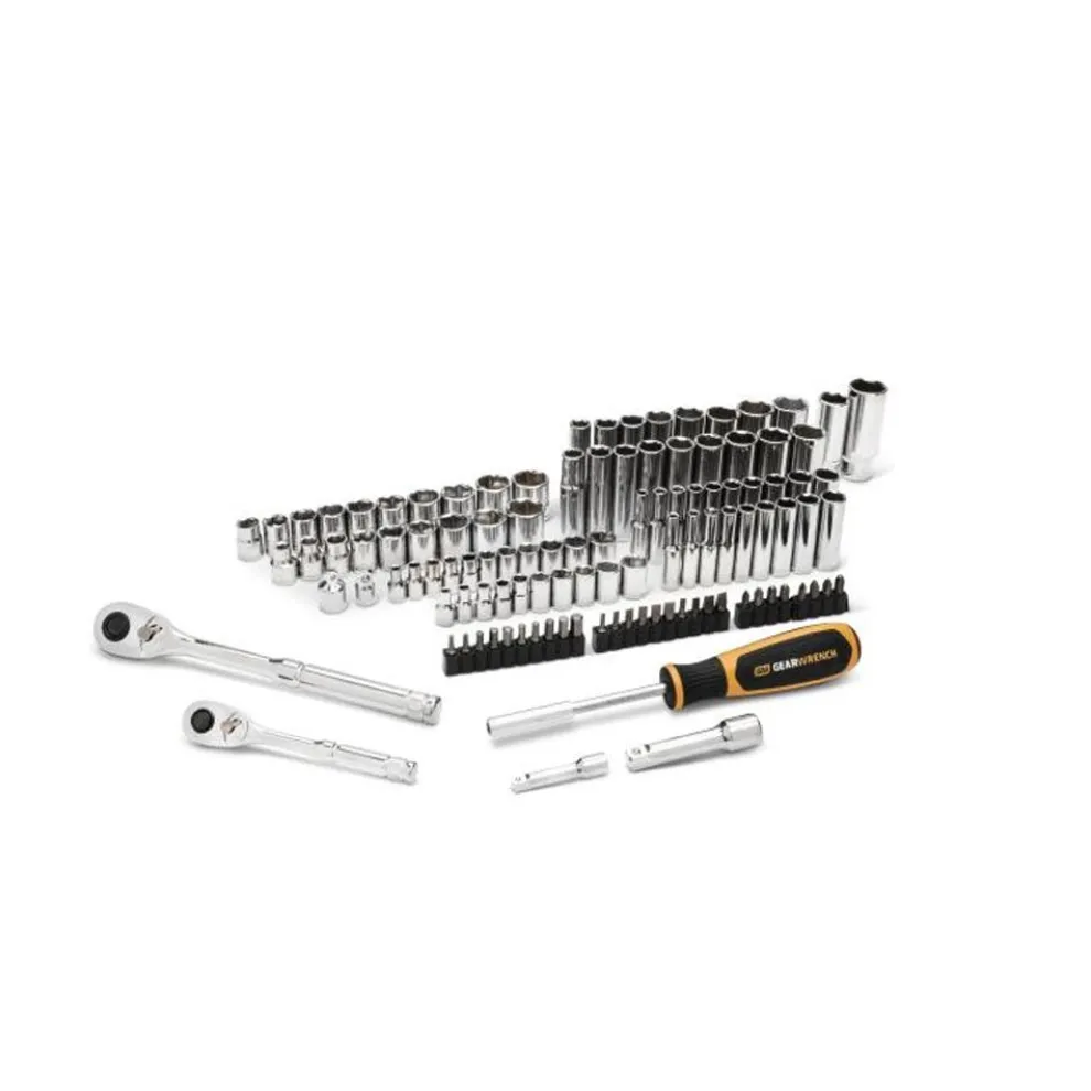 Gearwrench Tools 115 Piece 1/4”, 3/8” Dr. SAE/MM Mechanics Hand Tool Racing Set 88001