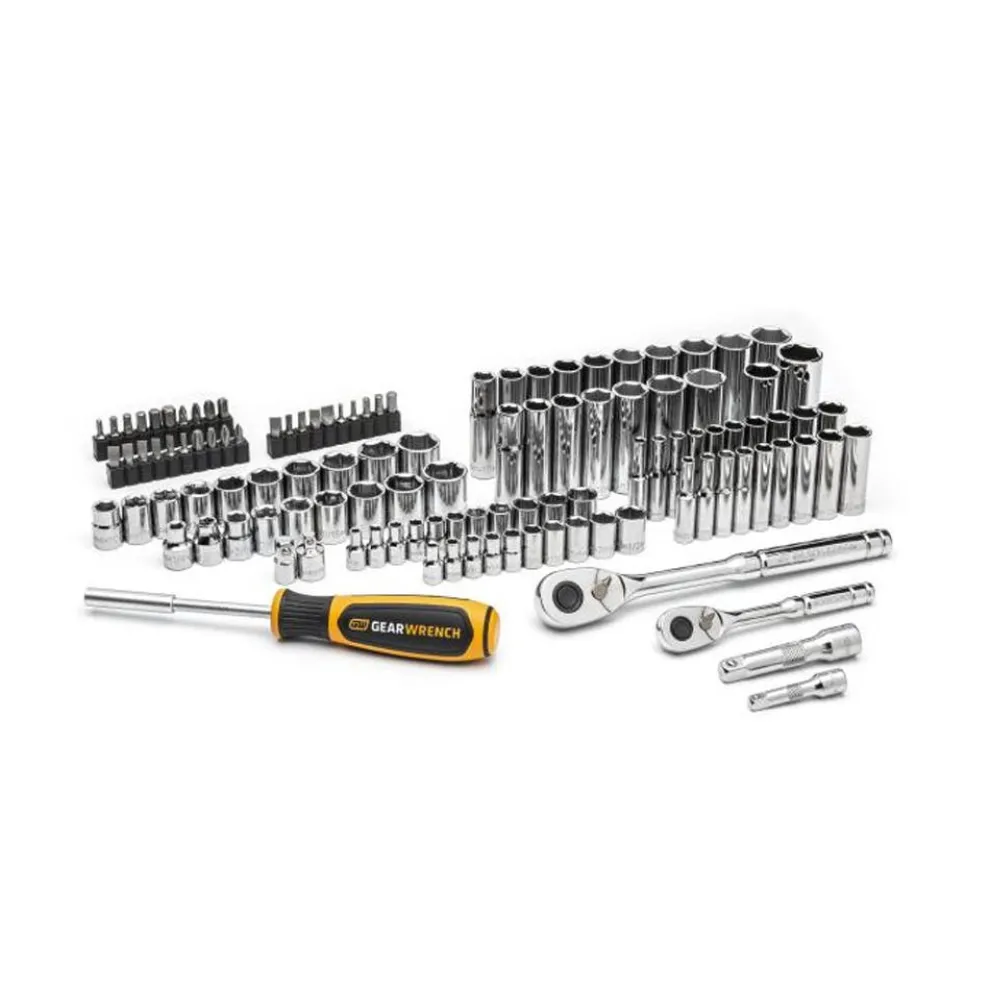Gearwrench Tools 115 Piece 1/4”, 3/8” Dr. SAE/MM Mechanics Hand Tool Racing Set 88001
