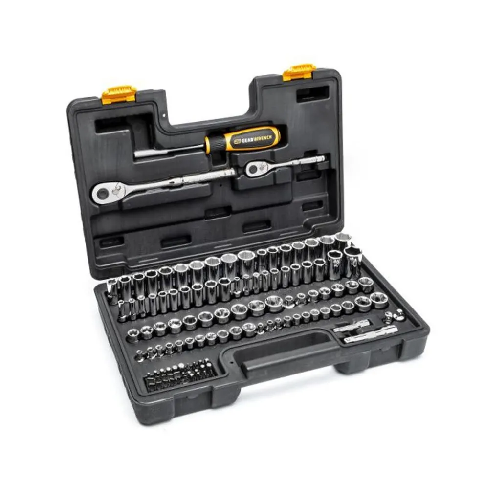Gearwrench Tools 115 Piece 1/4”, 3/8” Dr. SAE/MM Mechanics Hand Tool Racing Set 88001