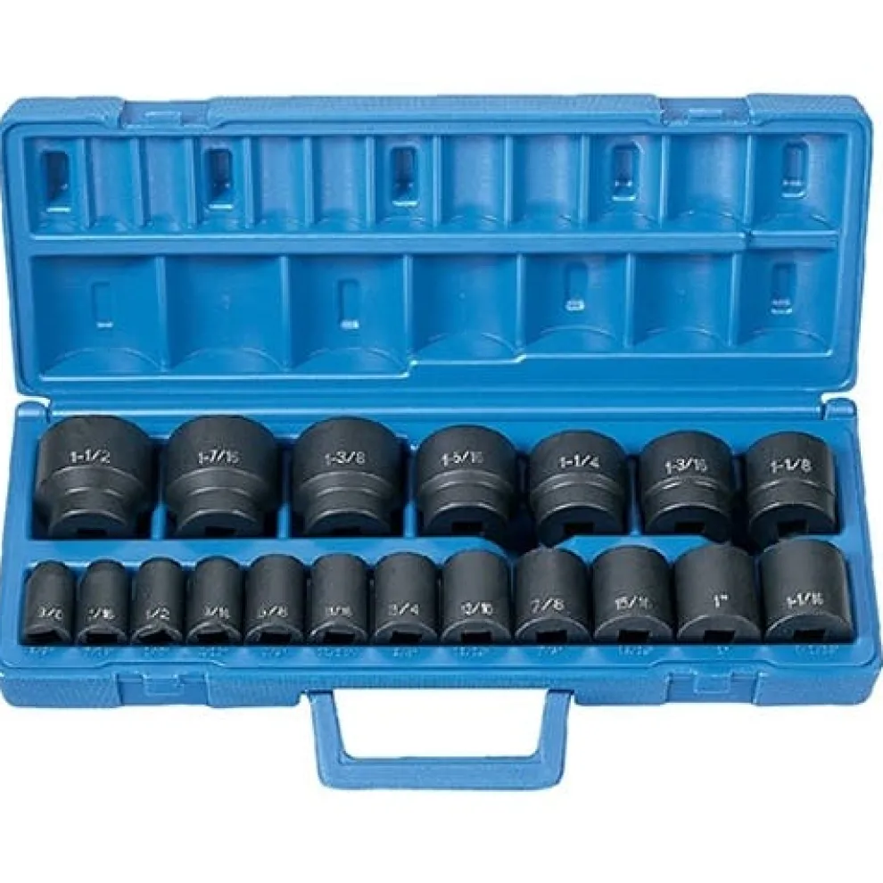 Grey Pneumatic 19 Piece 1/2" Drive Standard Impact Socket Set (SAE) 1319
