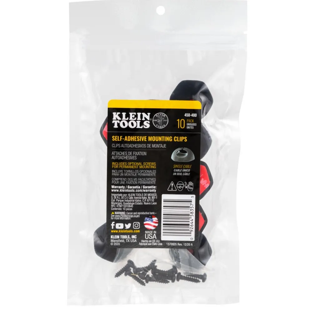 Klein Self-Adhesive Cable Mounting Clips, 3-Slot (10-Pack) 450-410