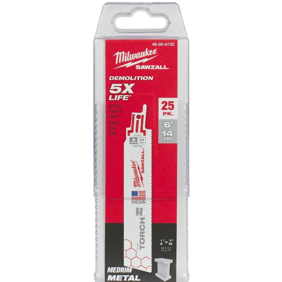 Milwaukee 6" 14 TPI Torch Sawzall Blades (25 Pack) 48-00-8782