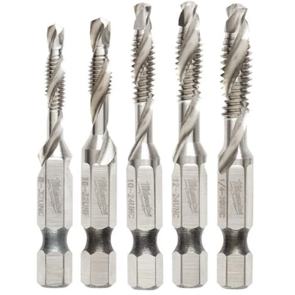 Milwaukee 5 Piece Shockwave SAE Impact Drill Tap Set 48-89-4874
