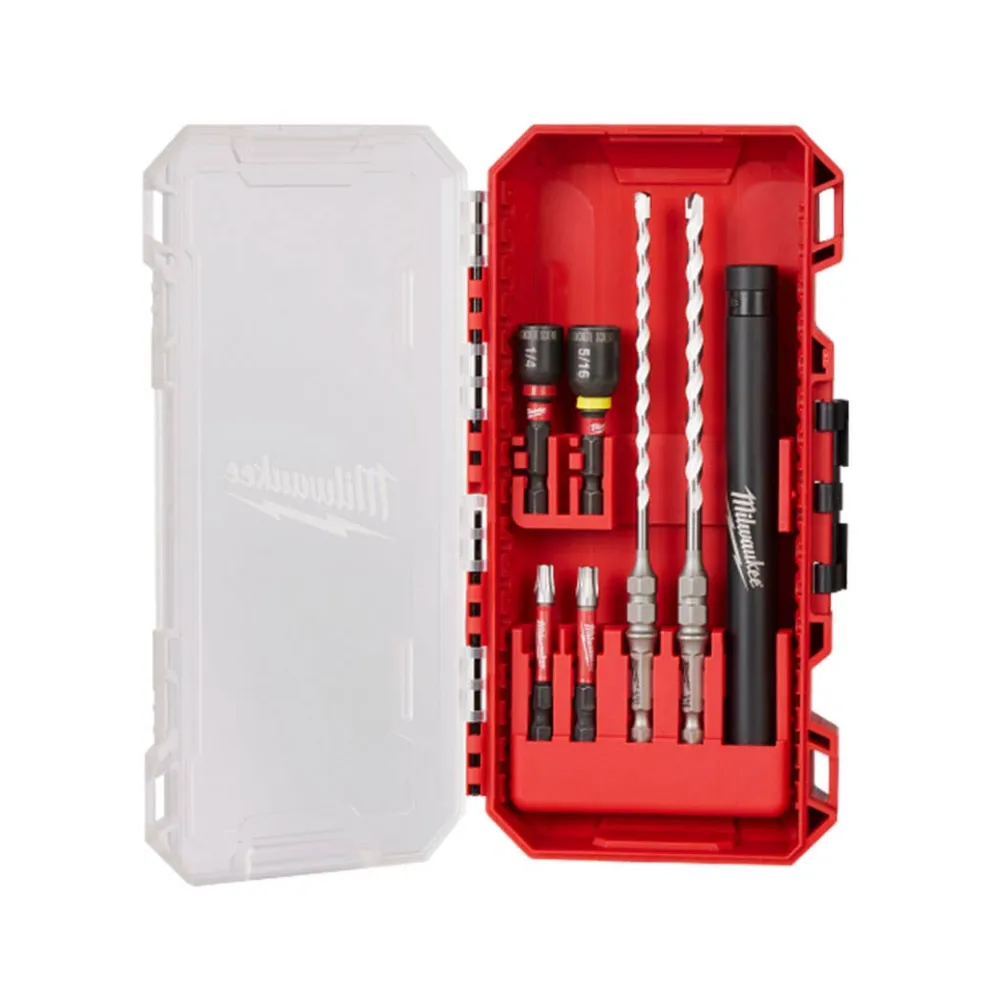 Milwaukee 7 Piece SHOCKWAVE Impact Duty Carbide Multi-Material Drill Bit Concrete Screw Install Kit 48-20-8877