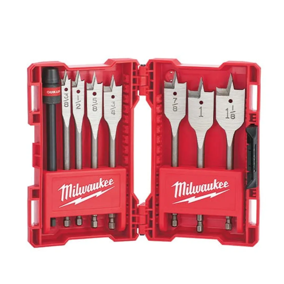 Milwaukee 8-Piece Universal QUIK-LOK Flat Boring Bit Set 49-22-0175