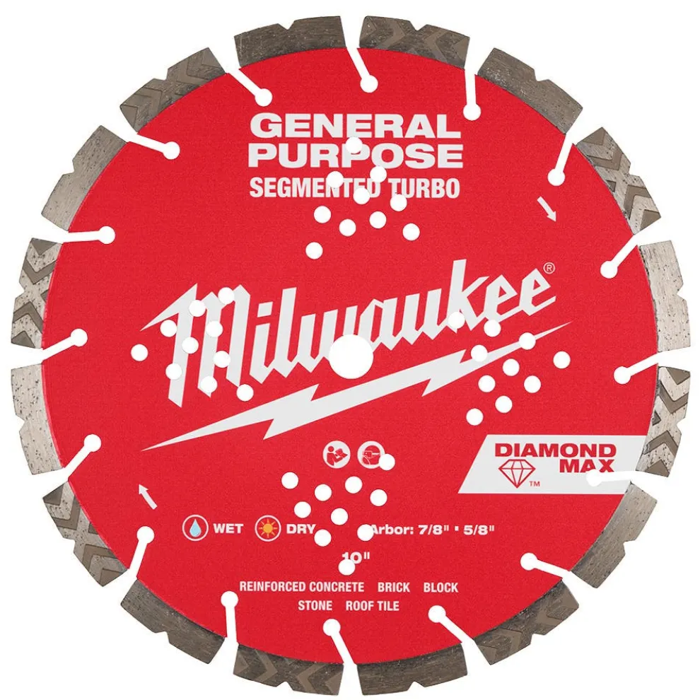 Milwaukee Tools 10" Diamond Max Segmented Turbo, General Purpose Diamond Blade 49-93-9010