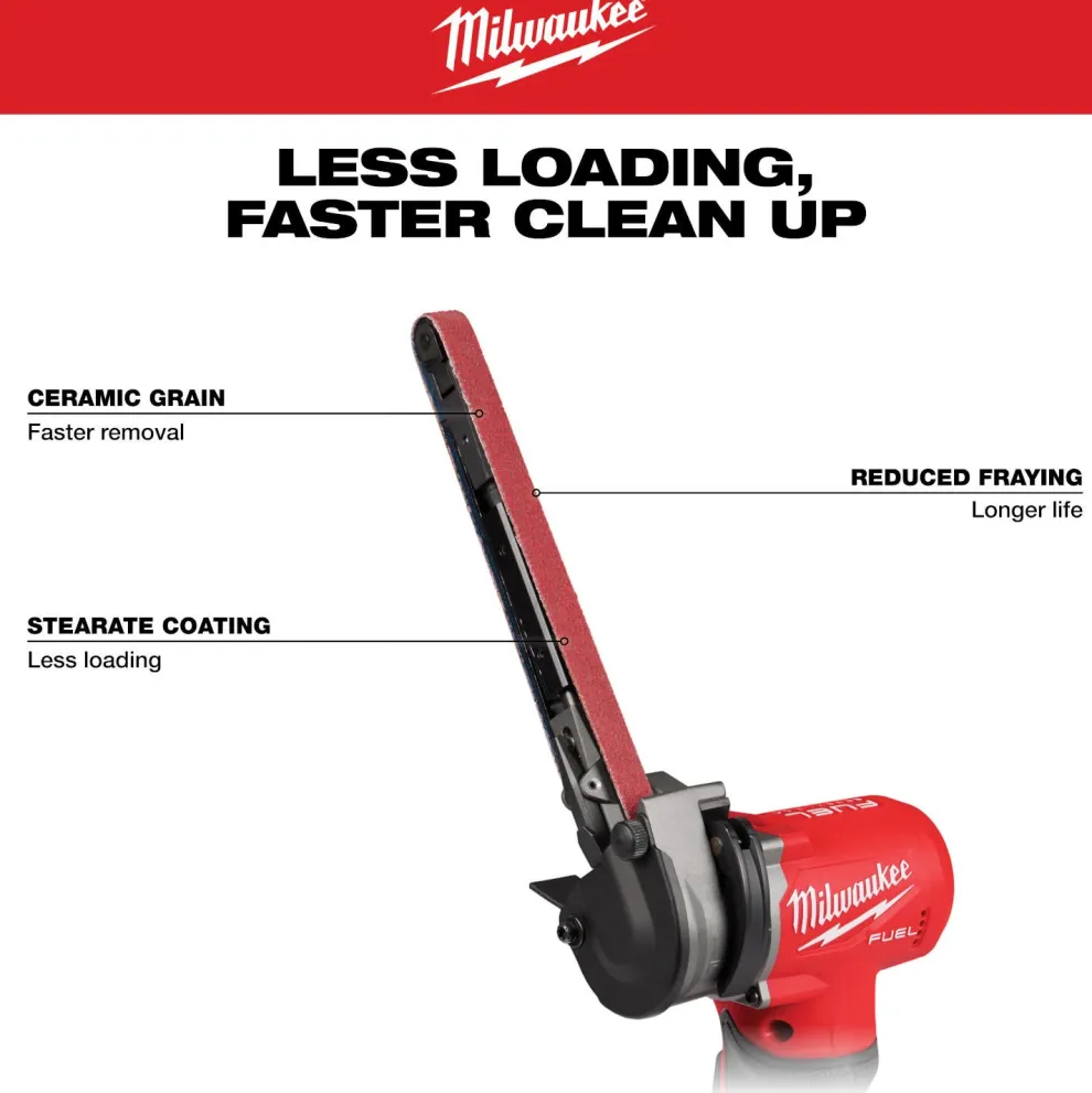 Milwaukee Tools 1/2” x 18” 40/60/80/120 Grit Bandfile Belts – 4 pack variety 48-80-9000