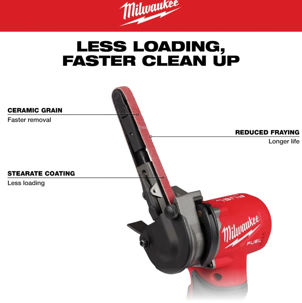 Milwaukee Tools 3/8” x 13” 40/60/80/120 Grit Bandfile Belts – 4 pack variety 48-80-7000