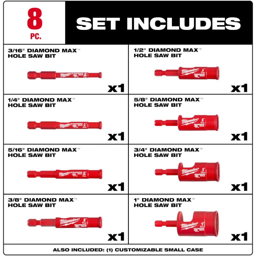 Milwaukee Tools Diamond Max Hole Saw Bit Set - 8PC 49-56-0570
