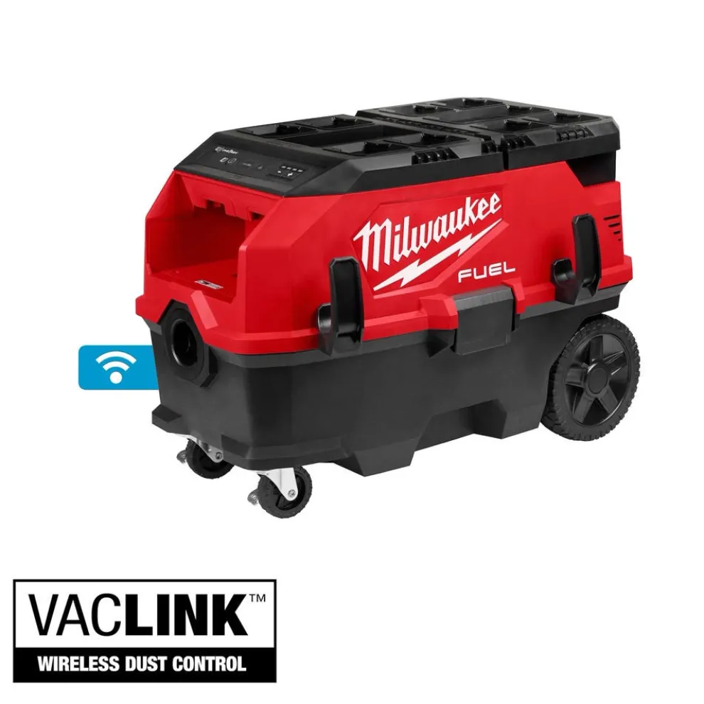 Milwaukee Tools M18 FUEL™ 9 Gallon Dual Battery or AC / PACKOUT™ / VACLINK™ Wet/Dry Dust Extractor Vac 0888-20