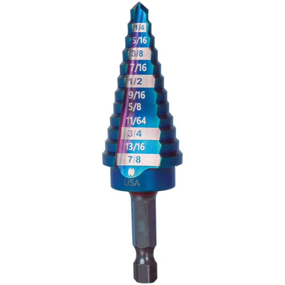 Spyder 3/16 to 7/8" Hex Shank 12 Step Drill Bit 19022