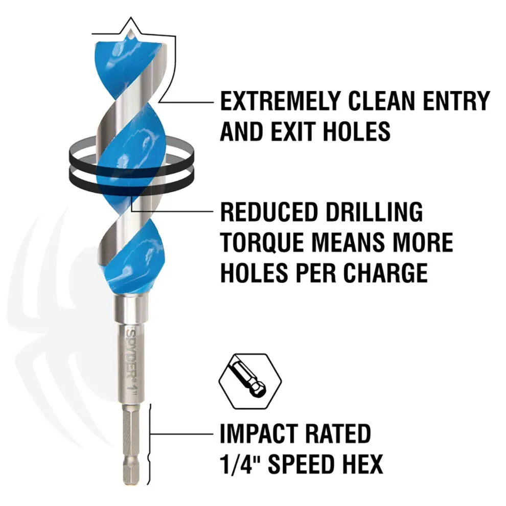 Spyder 6-Piece Assorted Woodboring Power Bit Set (1/2, 5/8, 3/4, 7/8, 1, 1-1/4