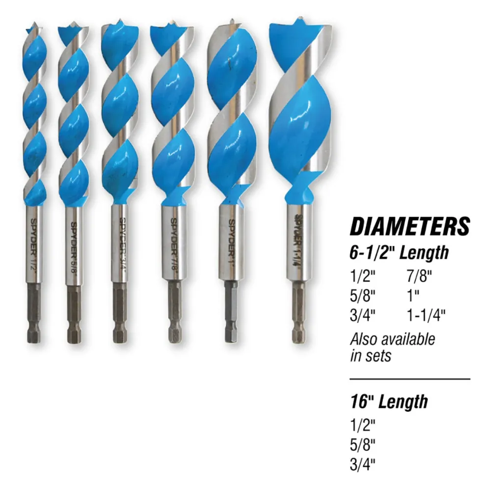 Spyder 6-Piece Assorted Woodboring Power Bit Set (1/2, 5/8, 3/4, 7/8, 1, 1-1/4