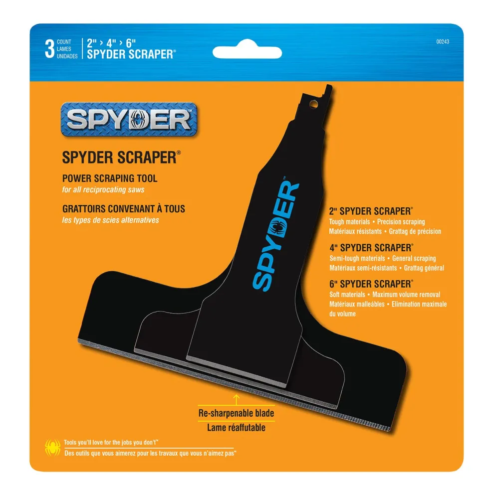 Spyder 3-Piece Scraper Blade Reciprocating Saw Attachment Set (2, 4, and 6